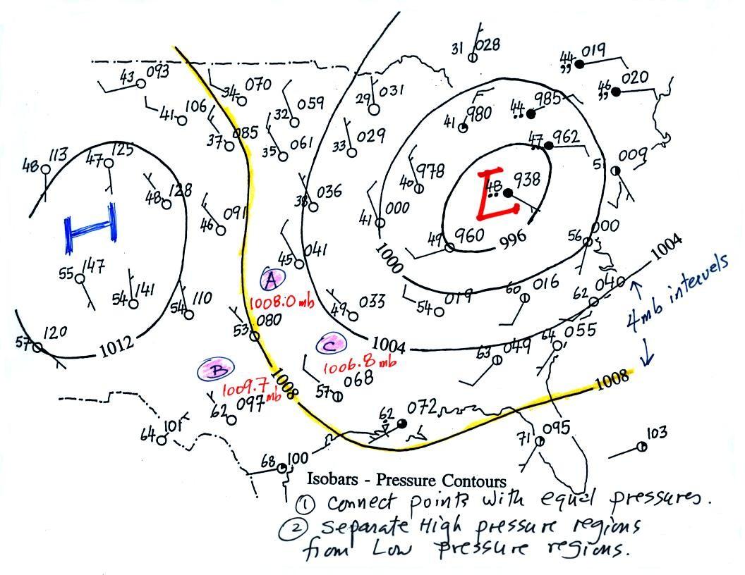 lines of equal pressure on a weather map Lecture 8 Surface Weather Map Analysis lines of equal pressure on a weather map