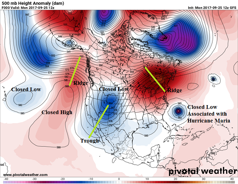 500 mb trough ridge