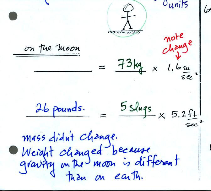 mass and weight on the moon