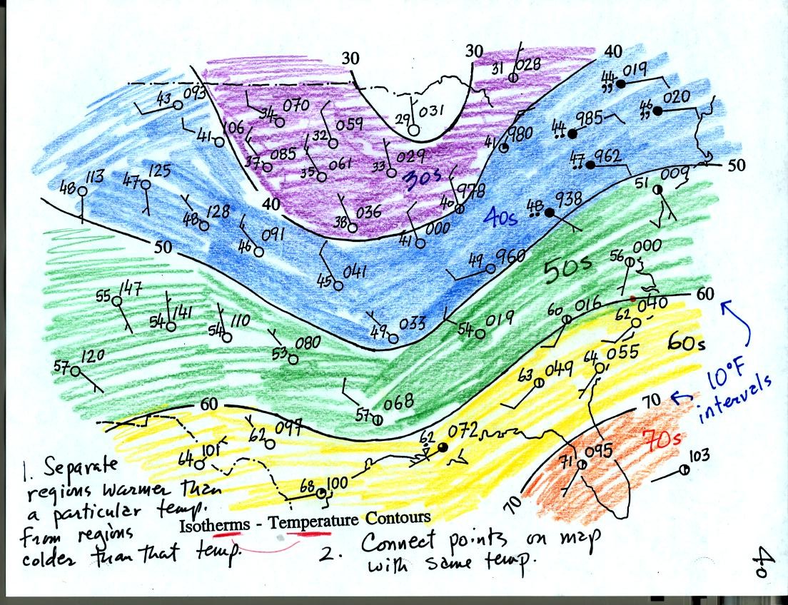 surface map with isotherms